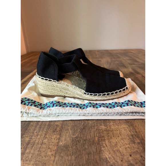 Tory Burch Shoes - Tory Burch Black Catalina Espadrille Sandal Wedges w/Dust Bag